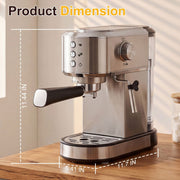 Silver 20-bar espresso machine with pressure gauge – official CJ supplier photo 5