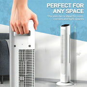 36-inch white oscillating tower fan with remote – original CJ product photo 5