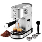 Silver 20-bar espresso machine with pressure gauge – official CJ supplier photo 6