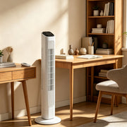 36-inch white oscillating tower fan with remote – original CJ product photo 2