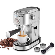 Silver 20-bar espresso machine with pressure gauge – official CJ supplier photo 7