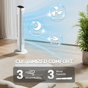 36-inch white oscillating tower fan with remote – original CJ product photo 3