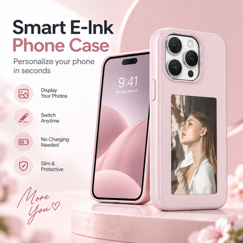 Pink NFC E-Ink phone case showcase